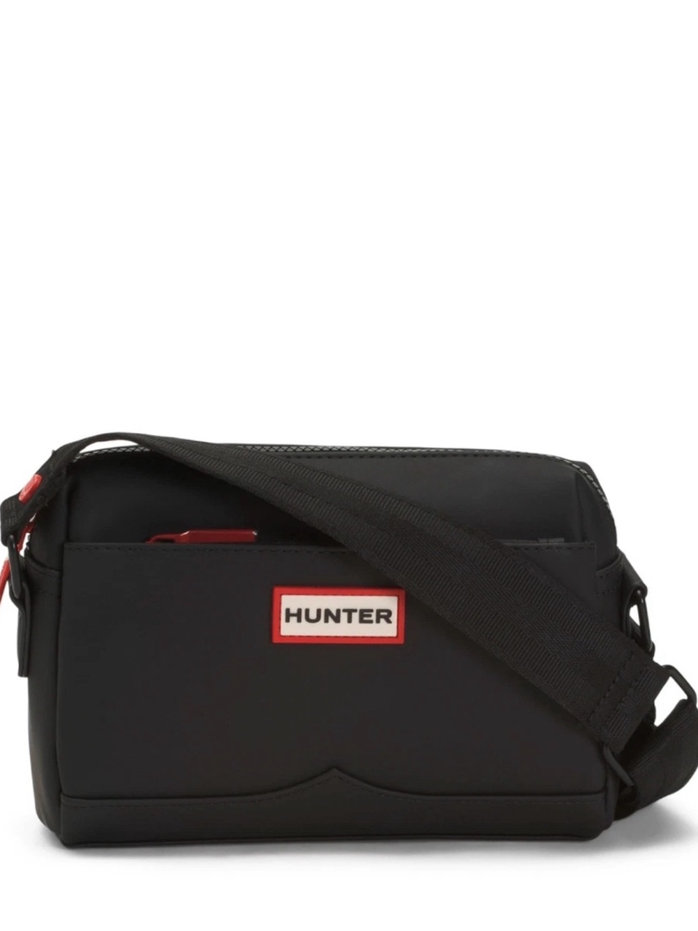Hunter Black Crossbody Bag with Red Accents